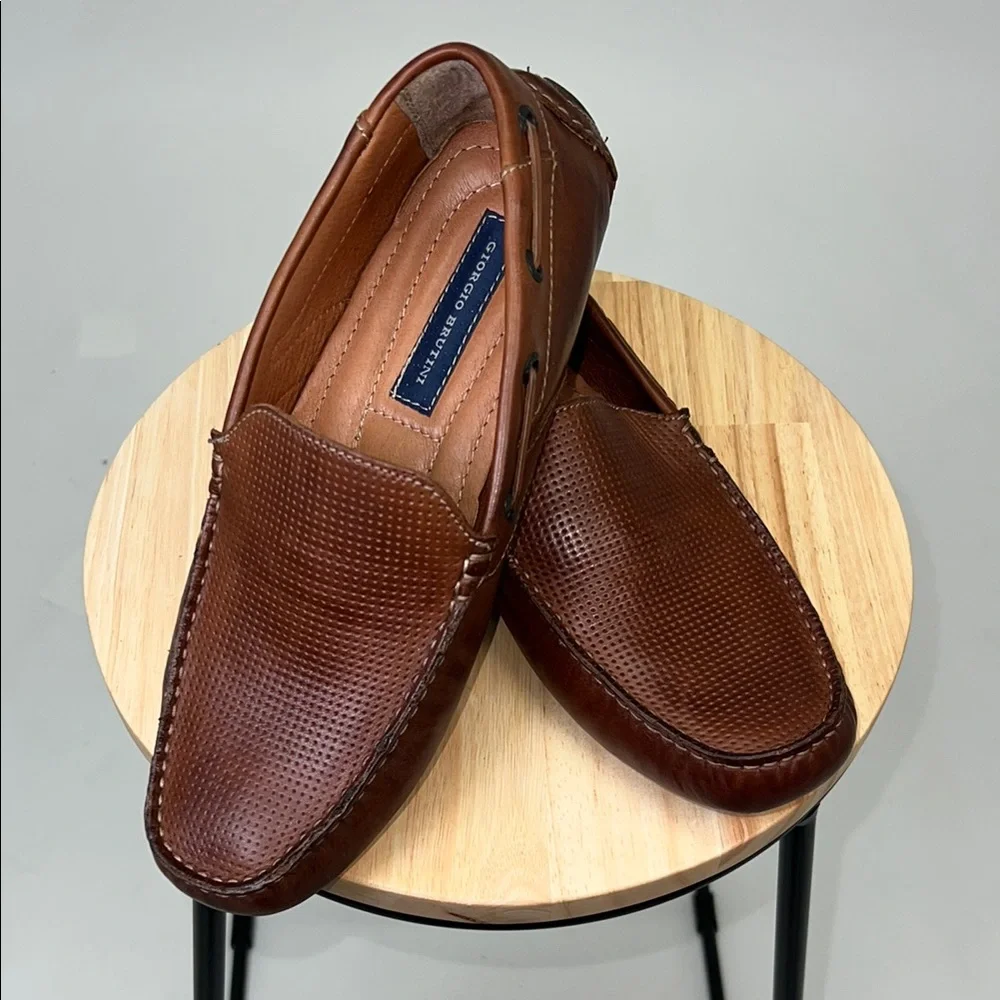 Giorgio Brutini Men's Brown Classic Leather Slip-On Loafers Dress Shoes Size 9